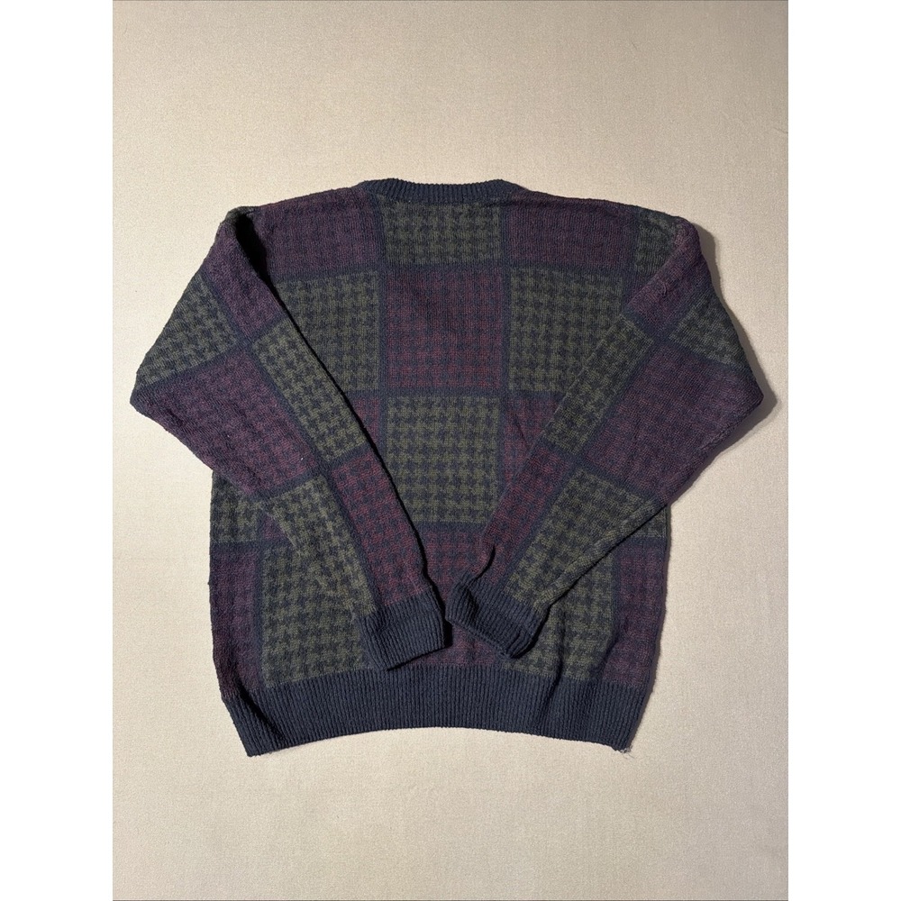 Claiborne Men's V-Neck Long Sleeve Sweater Houndstooth pattern Cotton Large - Picture 6 of 6